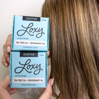 SOOTHE: Shampoo Bar & Conditioner Bar for Dry Scalp with Tea Tree Oil & Peppermint Oil - Loxy