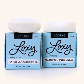 SOOTHE: Shampoo Bar & Conditioner Bar for Dry Scalp with Tea Tree Oil & Peppermint Oil - Loxy