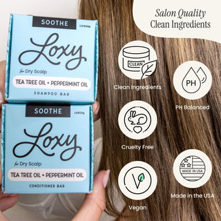 SOOTHE: Shampoo Bar & Conditioner Bar for Dry Scalp with Tea Tree Oil & Peppermint Oil - naturél